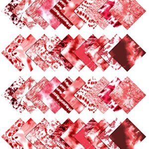 Soimoi 40Pcs Tie Dye Print Cotton Precut Fabrics for Quilting Craft Strips 2.5x42inches Jelly Roll - Red