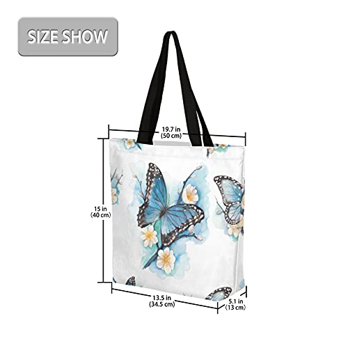 Butterfly Canvas Tote Bags Women Large Casual Shoulder Bag Handbag, Butterfly Reusable Shopping Bags Multipurpose Grocery Bag for Outdoors