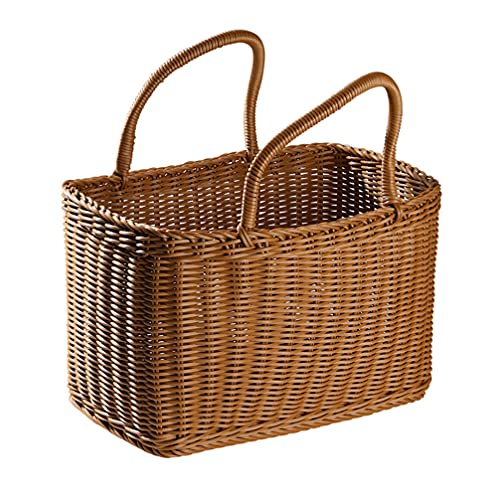 VOSAREA Plastic Organizer Storage Baskets with Handles Woven Storage Basket Grocery Shopping Basket Carry Shower Bins for Fruit Vegetables Toy Organization