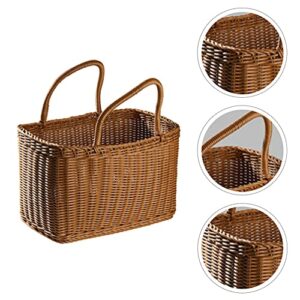 VOSAREA Plastic Organizer Storage Baskets with Handles Woven Storage Basket Grocery Shopping Basket Carry Shower Bins for Fruit Vegetables Toy Organization