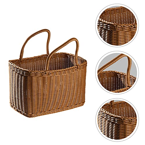 VOSAREA Plastic Organizer Storage Baskets with Handles Woven Storage Basket Grocery Shopping Basket Carry Shower Bins for Fruit Vegetables Toy Organization