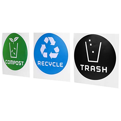 Aqur2020 60Pcs/Set Round Sign Sticker, Trash Sticker Trash Decal Dustbin Sticker, Compost Sticker Decal Waste Bins Office for Trash Cans Community