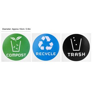 Aqur2020 60Pcs/Set Round Sign Sticker, Trash Sticker Trash Decal Dustbin Sticker, Compost Sticker Decal Waste Bins Office for Trash Cans Community