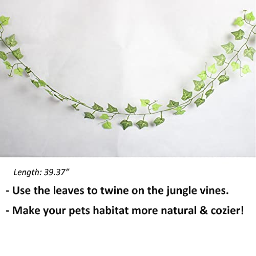 Artificial Bendable Jungle Vines Plants Greenery Bearded Dragon Leopard Crested Gecko Chameleon Lizard Snake Tank Cage Accessories, Plastic Reptile Terrarium Habitat Climbing Leaves Decor for Iguana