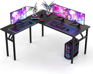 l shaped desk, folding computer tables,55"x 55"computer corner desk, home gaming desk, office writing workstation, space-saving, easy to assemble,black