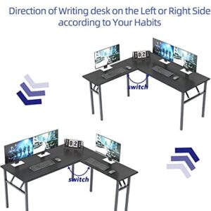 L Shaped Desk, Folding Computer Tables,55"x 55"Computer Corner Desk, Home Gaming Desk, Office Writing Workstation, Space-Saving, Easy to Assemble,Black