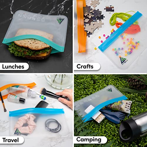 Latest Sense Reusable Storage Bags, BPA-Free – 20 Pack Reusable Sandwich Bags with Drying Rack – Eco-Friendly Ziplock Storage Bags for Food, Snacks, Lunch – Leakproof Reusable Freezer Bags