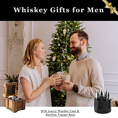 Gift for Fathers Day from Daughter Son Wife, Unique Whiskey Stones Bullets for Him Husband Grandpa Brother Anniversary Birthday, Cool Man Cave Gadgets Retirement Presents | Silver