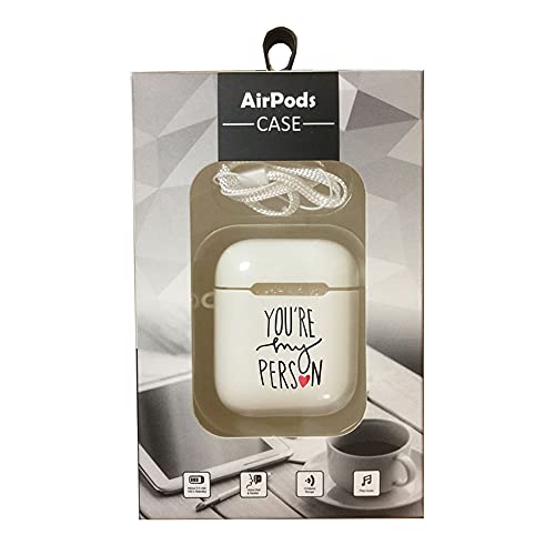 Jaustee You're My Person AirPods Case Protective Cover Skin - Greys Anatomy White Premium Hard Shell Accessories Kits for Apple 2 &1- Matching Anti-Lost Hook Your Gifts (White-1)