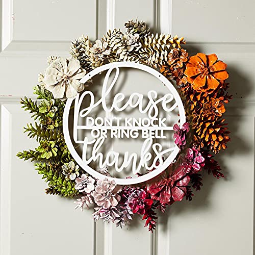 Please Do Not Knock Or Ring Doorbell Sign No Soliciting Sign for House Wood Do Not Disturb Door Hanger Sign Funny Office Door Signs Baby Sleeping Sign No Stranger Hanging sign Go Away Farmhouse Decor
