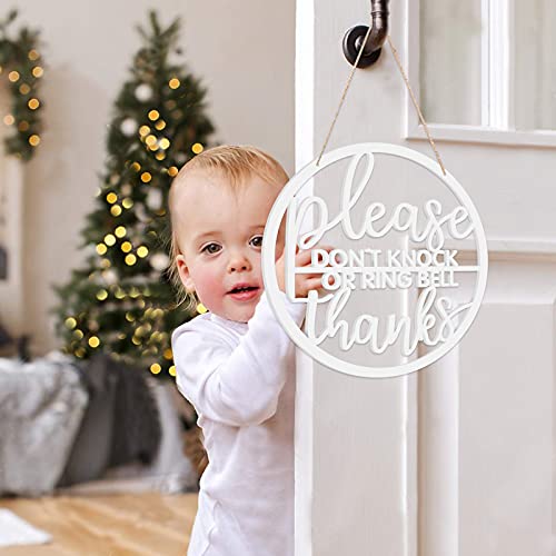 Please Do Not Knock Or Ring Doorbell Sign No Soliciting Sign for House Wood Do Not Disturb Door Hanger Sign Funny Office Door Signs Baby Sleeping Sign No Stranger Hanging sign Go Away Farmhouse Decor
