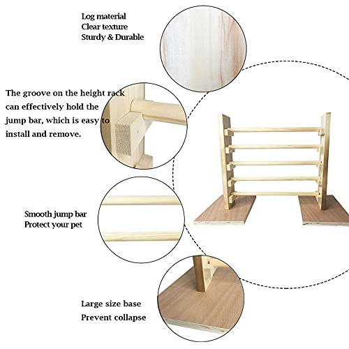 kathson Rabbit Jump Bar, Natural Wood Toy Set Adjustable Height Jump Hurdle Bar Rabbit Exercise Obstacle Training Games