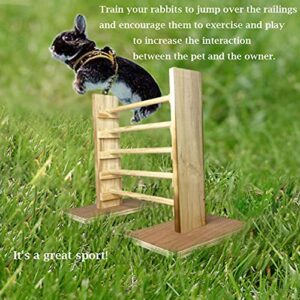 kathson Rabbit Jump Bar, Natural Wood Toy Set Adjustable Height Jump Hurdle Bar Rabbit Exercise Obstacle Training Games