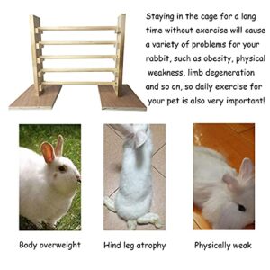 kathson Rabbit Jump Bar, Natural Wood Toy Set Adjustable Height Jump Hurdle Bar Rabbit Exercise Obstacle Training Games