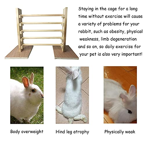 kathson Rabbit Jump Bar, Natural Wood Toy Set Adjustable Height Jump Hurdle Bar Rabbit Exercise Obstacle Training Games