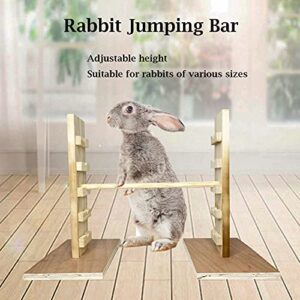 kathson Rabbit Jump Bar, Natural Wood Toy Set Adjustable Height Jump Hurdle Bar Rabbit Exercise Obstacle Training Games