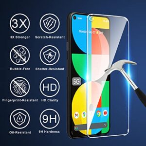 4 Pack URSOQ 2 PCS Screen Protector + 2 PCS Camera Lens Protector Compatible with Google Pixel 5A (6.3inch), Case Friendly, Anti-Scratch, Bubble Free, HD clear, 9H Hardness Tempered Glass