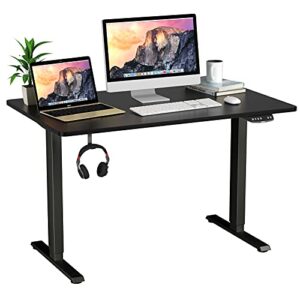 tangkula electric dual motor standing desk, 48 x 30 inch height adjustable sit stand computer workstation w/ 3 position memory controller, anti-collision design, 1" thick tabletop, home office desk