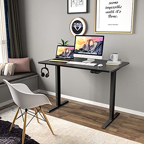 Tangkula Electric Dual Motor Standing Desk, 48 x 30 Inch Height Adjustable Sit Stand Computer Workstation w/ 3 Position Memory Controller, Anti-Collision Design, 1" Thick Tabletop, Home Office Desk