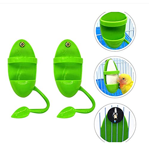 Plastic Bird Feeding Holder for Birdcage Parrots Feeder Basket Bird Supplies Fruit Vegetable Cuttlebone Container 4 Pieces, Green