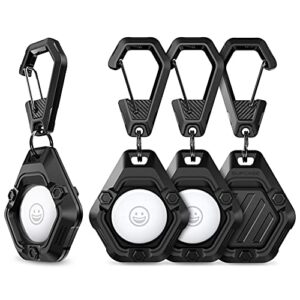supcase unicorn beetle pro series case designed for apple airtag (2021) gps tracker, shockproof soft silicone protective airtag holder with keychain carabiner (4 pack, black)