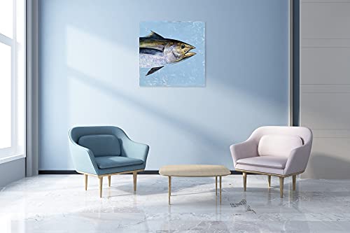YHSKY ARTS Tropical Fish Canvas Wall Art with Textured Modern Coastal Paintings in Blue Color Contemporary Sea Life Pictures Abstract Artwork for Living Room Bedroom Bathroom Decor