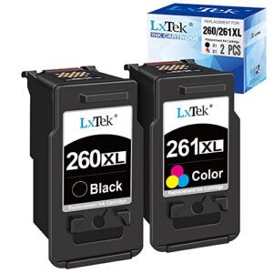 lxtek ink cartridge replacement for canon 260xl 261xl 260 xl 261 xl pg-260 pg-260xl cl-261 cl-261xl to use with ts6420 tr7020 ts5320 printer tray, 2 pack(1 black, 1 tri-color)