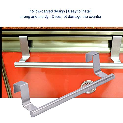 Garosa Bath Towel Bar Stainless Steel Hangable Towel Rack Punch Free Hanging Buckle Kitchen Towel Holder Single Bars Dish Cloth Hanger for Cabinet Bathroom Kitchen (36cm)