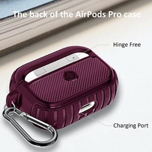 RUOXI for AirPods Pro 2019 Case Silicon Cover with Keychain, Wireless Charging Cover Full Body Protective, Front LED Visible (Burgundy)