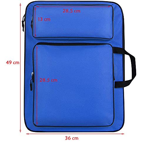 A3 Art Portfolio Case Drawing Board Bag for Kids Portable Waterproof Art Carry Backpack for Painting Sketch Artist Student Storage Tote Bag for Palette Paints Brushes Pencils