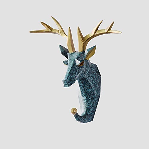 Kopiqin Crafts Home Wall Decoration Elegant Single Deer Head Wall Hook Resin Cartoon Hook Jewelry Key Scarf Bag Hanger Robes Coat Rack for Living Room Bedroom