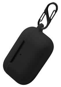 geiomoo silicone carrying case compatible with echo buds 2nd gen, portable scratch shock resistant cover with carabiner (black)