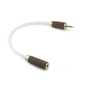 NewFantasia 2.5mm Balanced Male to 4.4mm Balanced Female Portable Headphone Adapter Jack Convert Cable 8 Cores 6N OCC Copper Single Crystal Silver Plated Wire Walnut Wood Shell