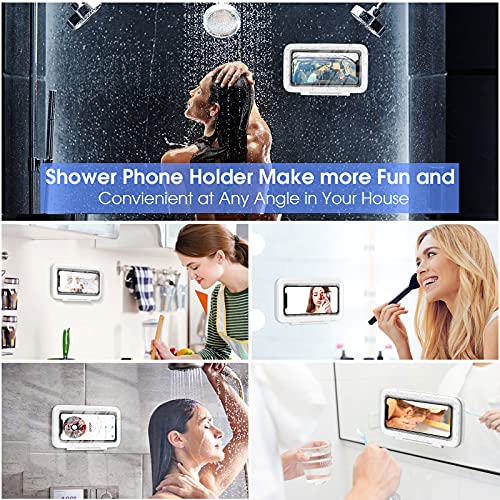 LC-dolida Shower Phone Holder Waterproof 480 Rotation Viewable Shower Phone Stand Case Mount for Bathroom Batheub Kitchen Wall Mirro with iPhone 14 13 12 11 Pro Max XS XR up to 6.8" Cell Phone