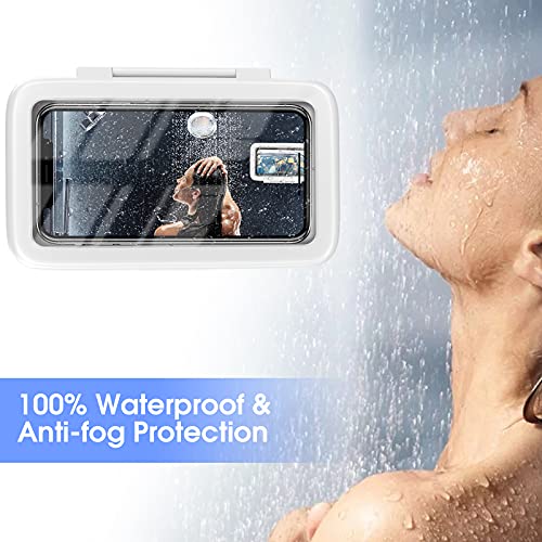 LC-dolida Shower Phone Holder Waterproof 480 Rotation Viewable Shower Phone Stand Case Mount for Bathroom Batheub Kitchen Wall Mirro with iPhone 14 13 12 11 Pro Max XS XR up to 6.8" Cell Phone