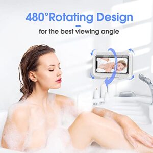 LC-dolida Shower Phone Holder Waterproof 480 Rotation Viewable Shower Phone Stand Case Mount for Bathroom Batheub Kitchen Wall Mirro with iPhone 14 13 12 11 Pro Max XS XR up to 6.8" Cell Phone