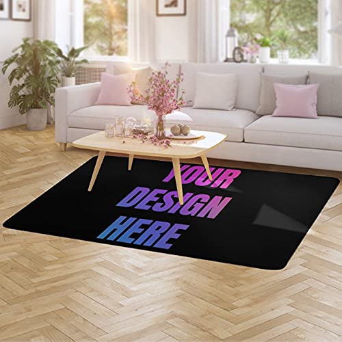 AmaUncle Custom Rug Personalized Add Logo Image Rugs and Mats Pictures for Home Derative Customized Area Rug Bedroom Carpet Print Black, 60 X 40 inch