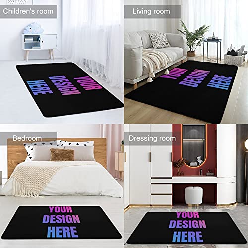 AmaUncle Custom Rug Personalized Add Logo Image Rugs and Mats Pictures for Home Derative Customized Area Rug Bedroom Carpet Print Black, 60 X 40 inch