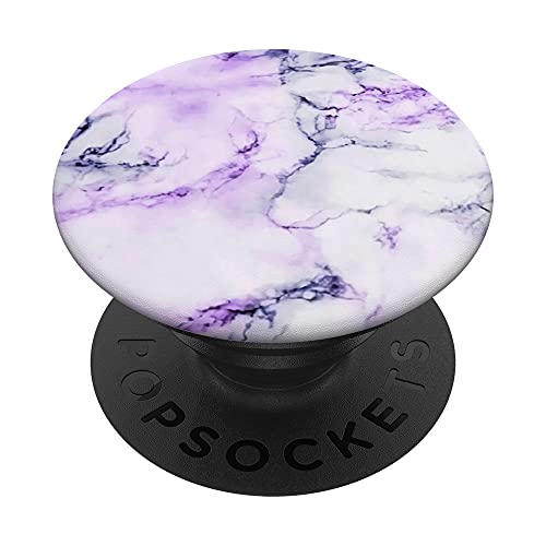 Elegant Purple and White Natural-Marble PopSockets Swappable PopGrip