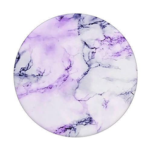 Elegant Purple and White Natural-Marble PopSockets Swappable PopGrip