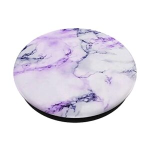 Elegant Purple and White Natural-Marble PopSockets Swappable PopGrip