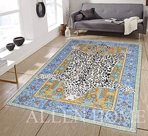 persian traditional wool area rugs by allen home | durable | 100% wool, hand tufted | living room, dining room, bedroom, and entryway area rugs | 8’ x 10’ | octavia leopard