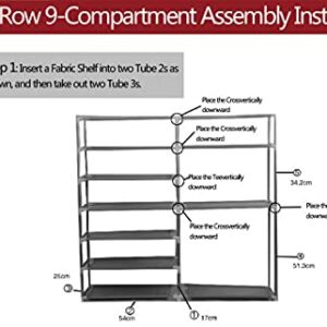 QJing Boot Shoe Rack Storage for Closet, 6 Row 2 Line/Dual Rows 12 Lattices Shoe Rack Organizer, with Non-Woven Fabric Cover,Durable and Stable，Save space,L42.1 x W11.61 x H45.3 (Wine Red)