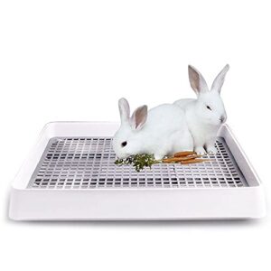 22x18 super large rabbit litter box with grate, rabbit litter pan for cage, extra large bunny restroom litter tray rabbit toilet