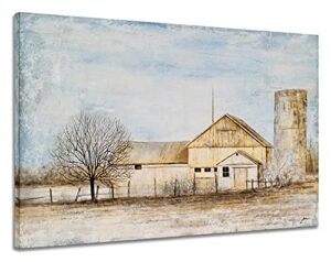 yhsky arts rustic canvas wall art with textured old barn and tree paintings contemporary aesthetic farmhouse pictures modern vintage artwork for living room bedroom bathroom decor
