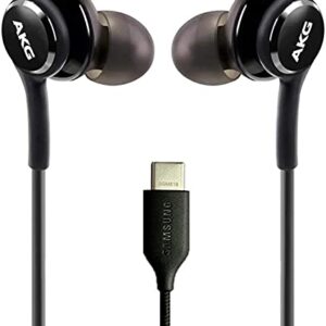 SGNics 2021 Stereo Headphones for Samsung Galaxy Tab A7 Lite Braided Cable - Designed by AKG - with Microphone (Black) USB-C Connector