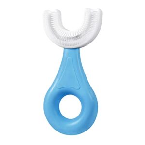 soobei kids u-shaped toothbrush,food grade soft silicone brush head, 360° oral teeth cleaning design for toddlers and children(2-6ages,blue)