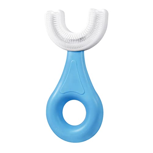 soobei Kids U-Shaped Toothbrush,Food Grade Soft Silicone Brush Head, 360° Oral Teeth Cleaning Design for Toddlers and Children(2-6Ages,Blue)