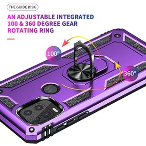 Androgate Compatible with Moto G Stylus 5G Case with HD Screen Protector, Military-Grade Ring Holder Stand Car Mount 16ft Drop Tested Protective Cover Phone Case for Motorola Moto G Stylus 5G, Purple