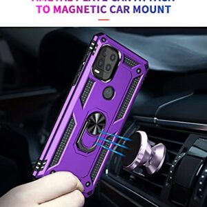 Androgate Compatible with Moto G Stylus 5G Case with HD Screen Protector, Military-Grade Ring Holder Stand Car Mount 16ft Drop Tested Protective Cover Phone Case for Motorola Moto G Stylus 5G, Purple